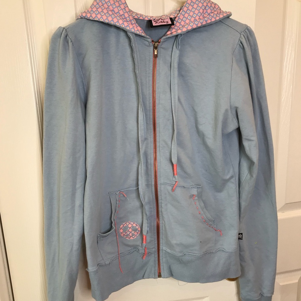 Embroidered zip up hoodie size L - Picture 2 of 8